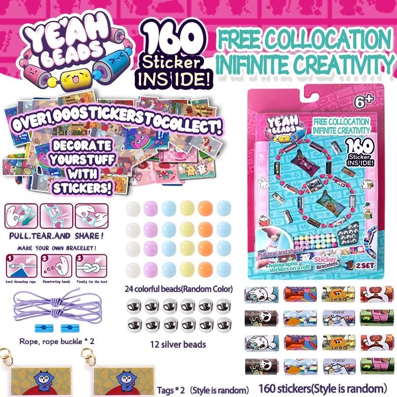 

80/160 Pcs Hot Selling Kids Children Toy Sticker Creative Funny Stationery Stick Rolls Sticker Bracelet Colorful