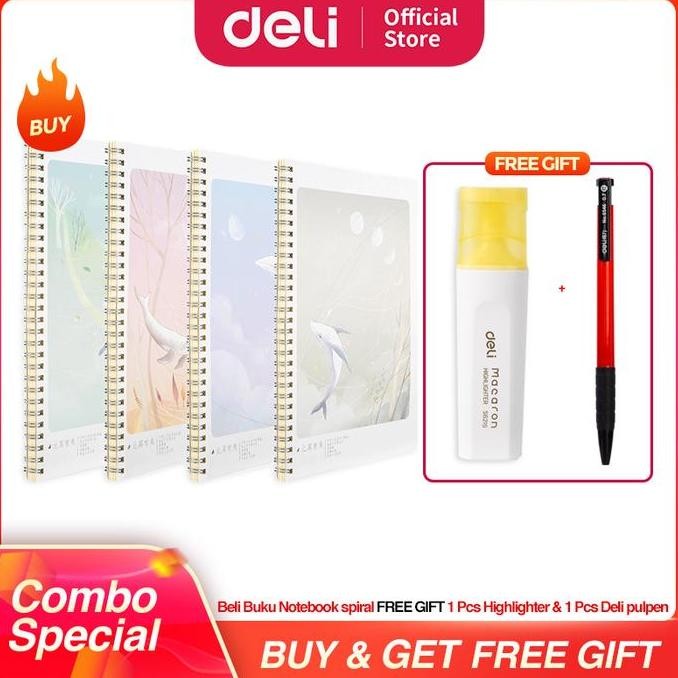

Termurah [COMBO SUPER HEMAT] Deli Spiral Notebook / Buku Tulis A5 B5