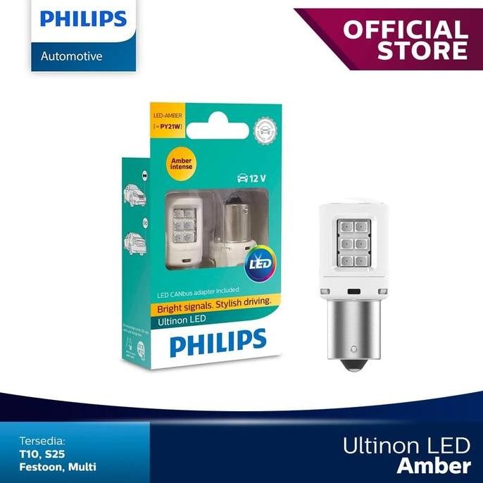 Philips Ultinon Led Py21W S25 Lampu Sein Mobil Warna Amber / Orange