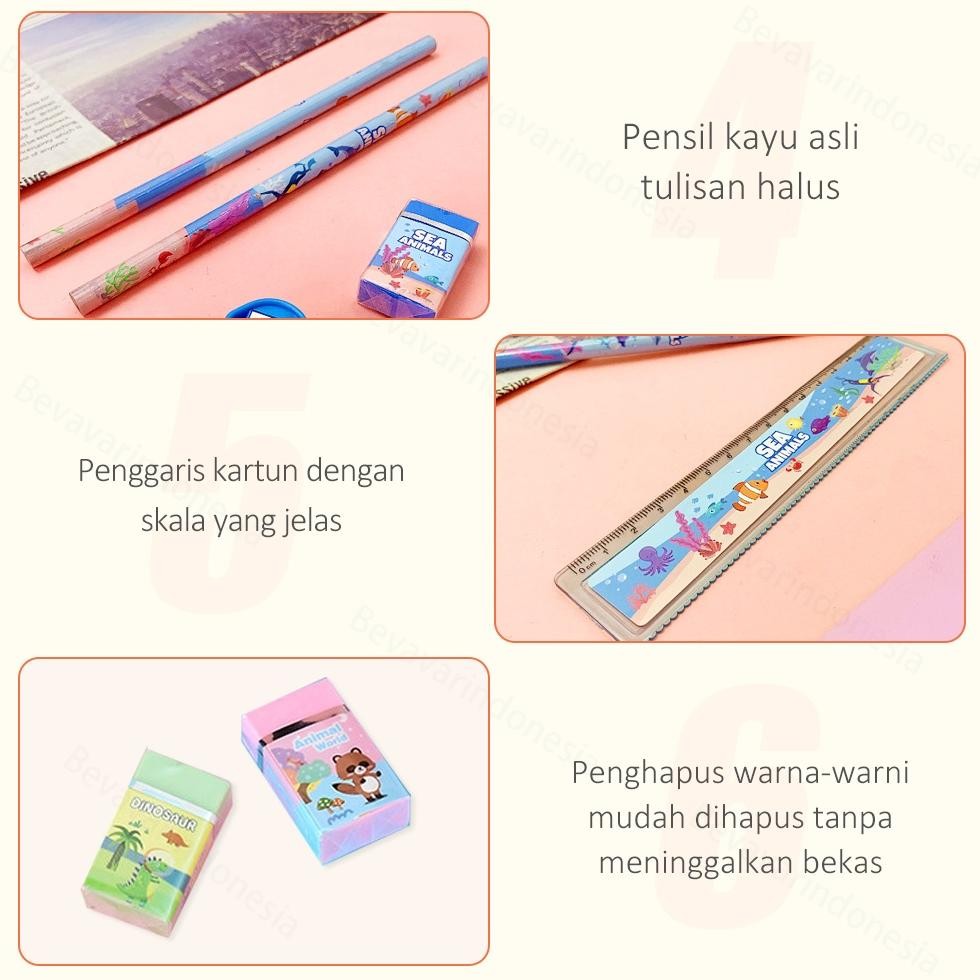 

Bas-12 Bevavar Alat Tulis Anak Set Tempat Pensil Lucu Untuk Hadiah Anak Stationery Bas-12