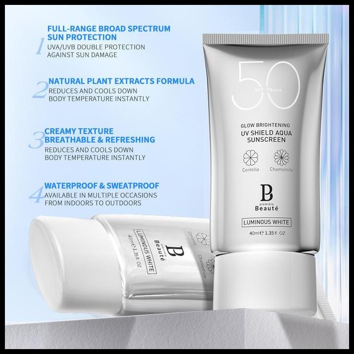 Terlaris [Bpom] Premiere Beaute Sunscreen (Spf 50 Pa+++) 40Ml Uv Shield Sun Protect Sun Block Badan 
