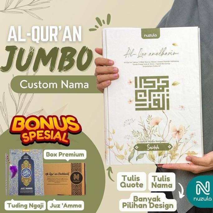 NEW Al Quran Jumbo Custom Nama hadiah untuk Orang tua ukuran A4 Alquran Su