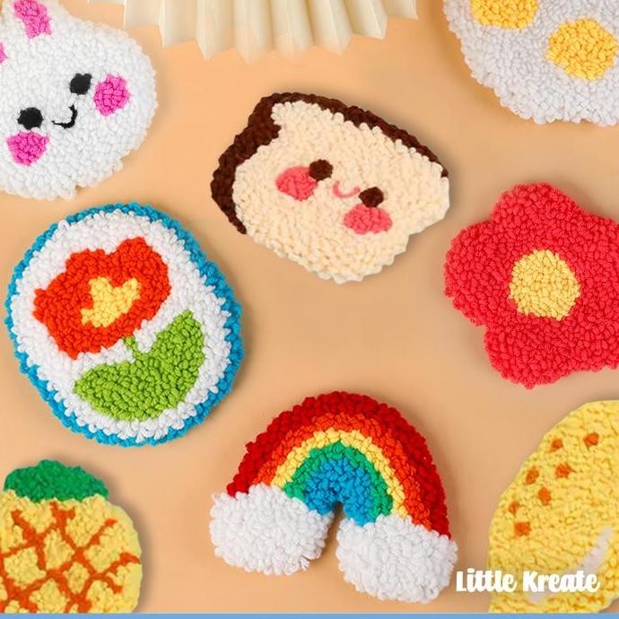 

Punch Needle Coaster Embroidery Kit - DIY Mug Rug / Alas Gelas Sulam