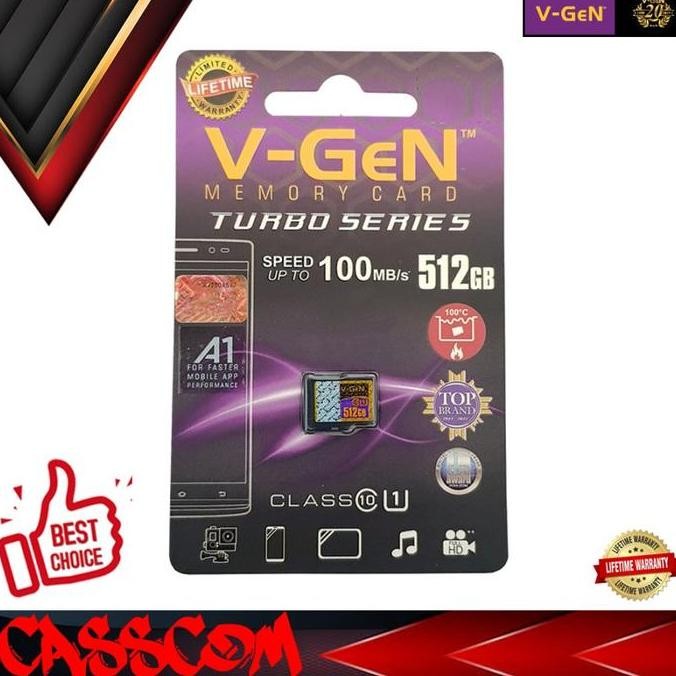 Micro SD Vgen Turbo 512GB Class 10 Memory Card MicroSD V-Gen 512 GB