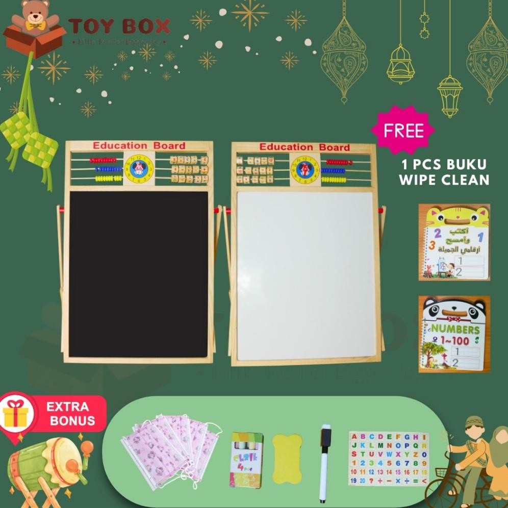 

READYYY MAINAN UK LARGE 2IN1 EDUION BOARD - ( BLACK DAN WHITEBOARD ) PAPAN TULIS BELAJAR / MENGGAMBAR / BERHITUNG ANAK DENGAN SEMPOA BERHITUNG ( TK89 ) MODEL BERDIRI BESAR