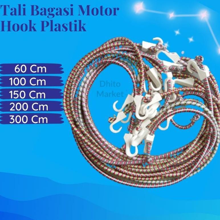 Ready Tali Bagasi Motor Hook Plastik 3 Meter / Tali Pengikat Barang Di Motor