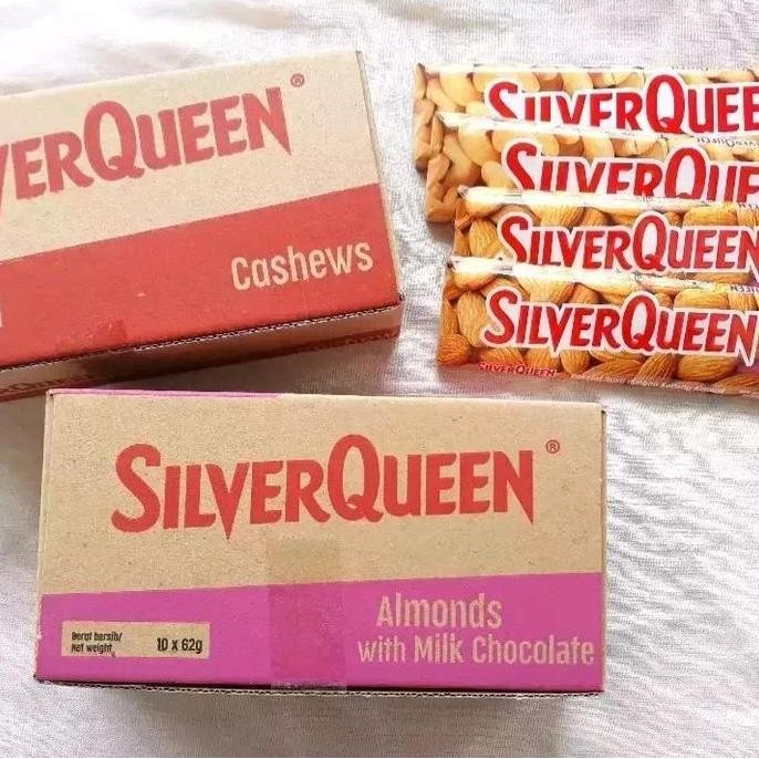 

HIW Silverqueen 55gr Coklat Besar Isi 10pc - Varian Rasa Mede/Cashew, Almond, Fruit, Brown, Green - Brownies, Snacks, White, Cokelat, Food