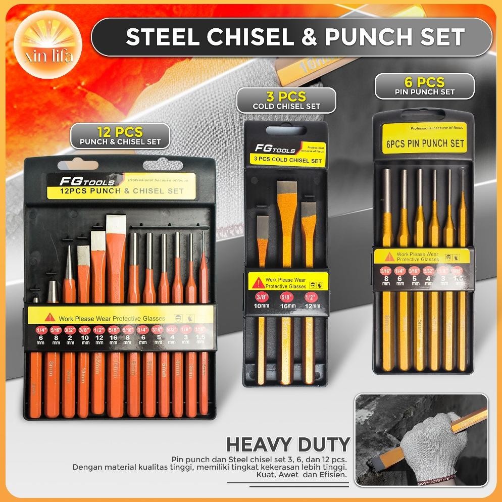 

NEW!!! pahat betel punch chisel set isi 3 PCS 6 PCS 12 PCS / Penanda Pin Set