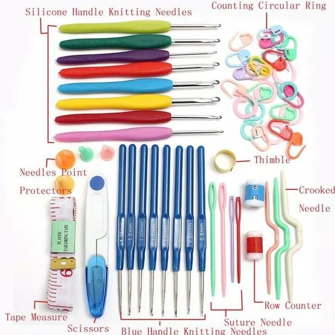 

BEBAS ONGKIR - Set Alat Rajut Lengkap Knitting Set Crochet Set 57 pcs + box