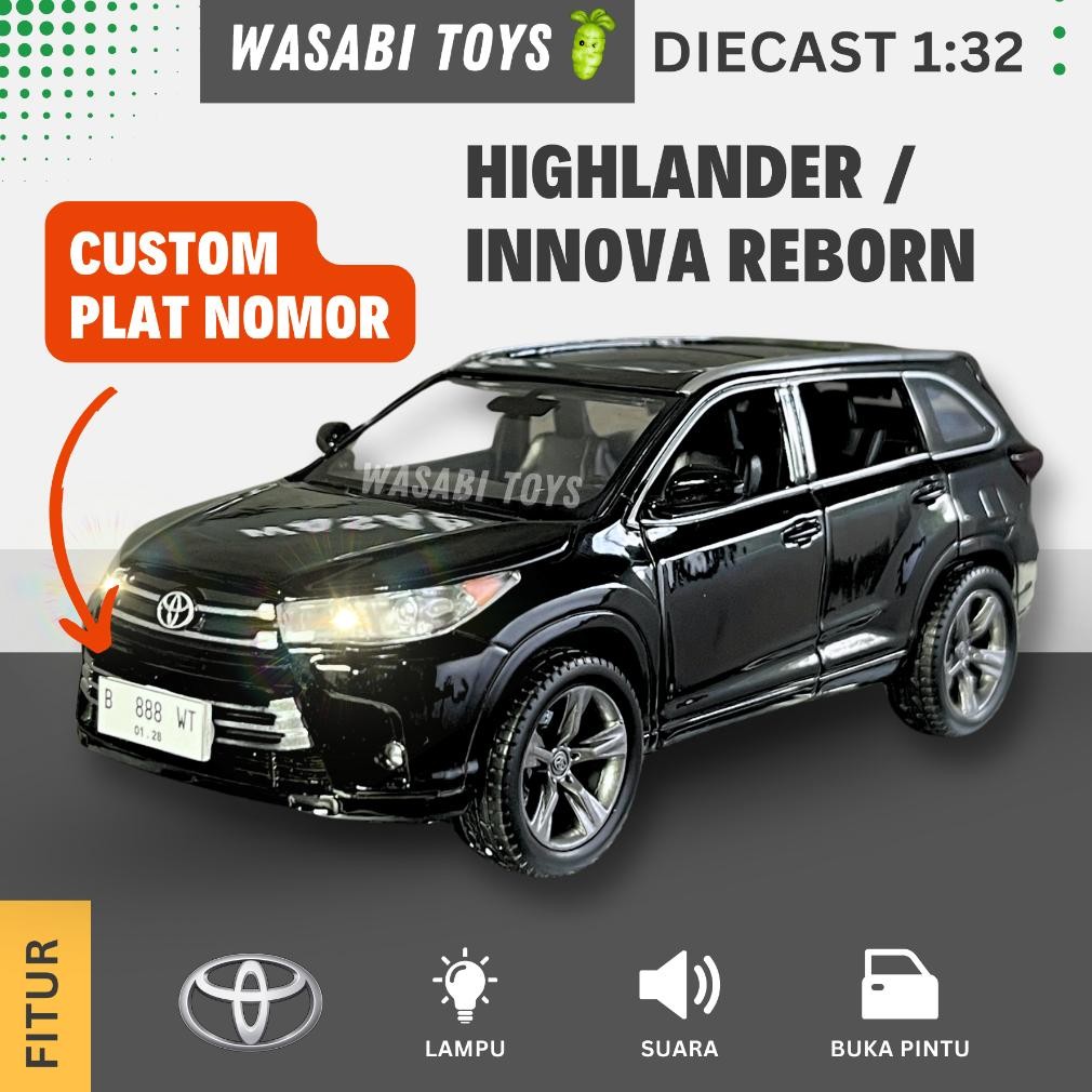 Diecast 1:32 Innova Reborn / Toyota Highlander Jkm Custom Plat Nomor Untuk Koleksi Dan Hadiah Murah