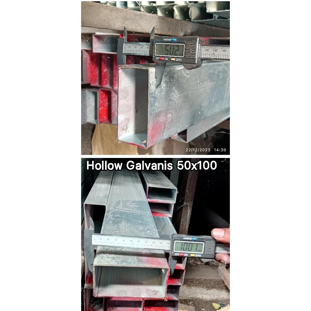 NEW BESI HOLLOW GALVANIS 5cm x 10cm (50x100) x 6 meter, Tebal 1.2mm 1.4 mm 1.7 mm 2 mm / HOLO KOTAK