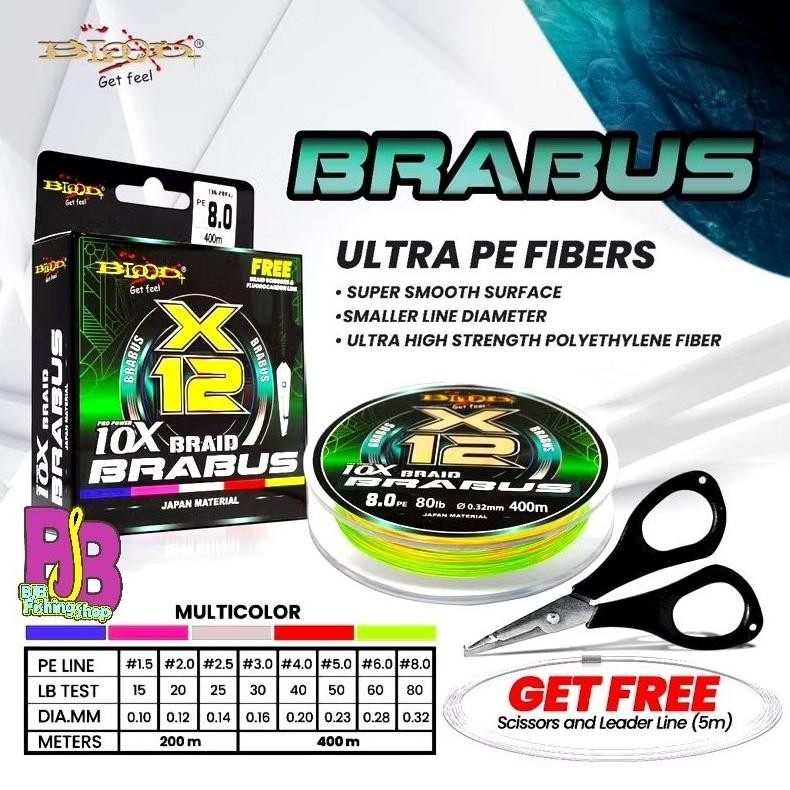 Hj_ PE blood brabus 12x x12 bonus gunting PE dan leader 5m AST