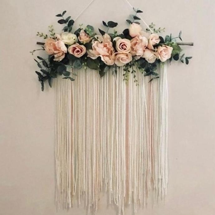 Miliki Rangkaian Bunga Hias Pajangan Dinding Kamar Pengantin Boho Wedding - 40 Cm Hadiah Kado Kayu