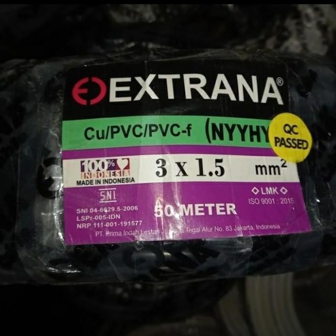 EXTRANA Nyyhy 3 x 1,5 mm serabut hitam/ Nyy / Nym Hy kabel 3x1, 5@ 50m nymhy 3x1,5 putih.. tulis war