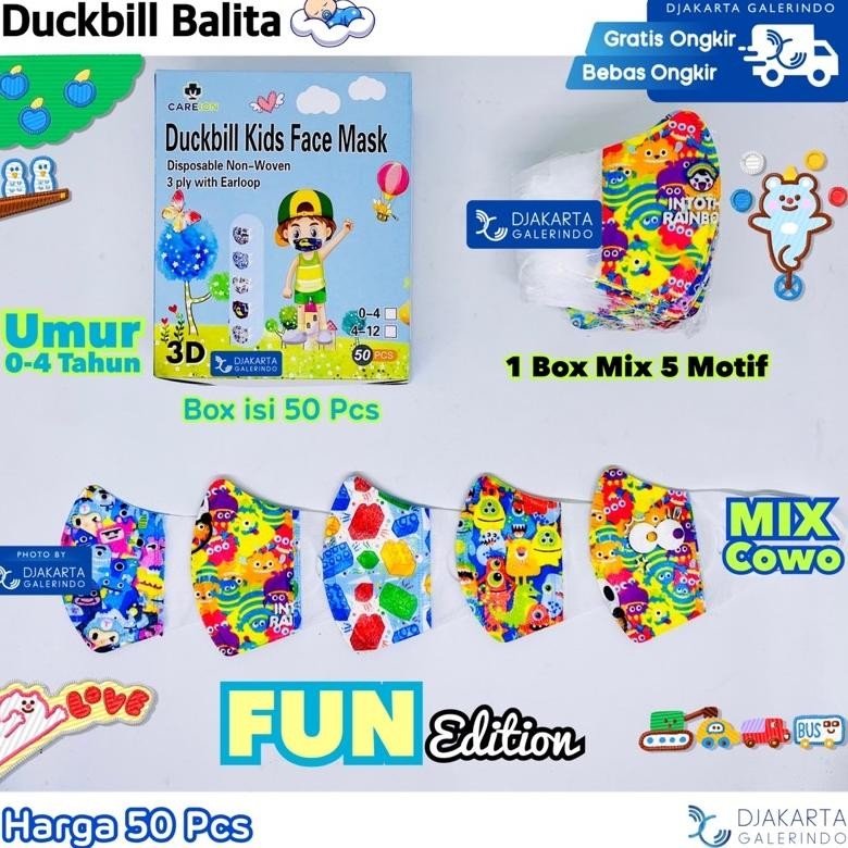 Ready Masker Duckbill Anak Mix Warna Y&B Care Original Isi 50Pcs