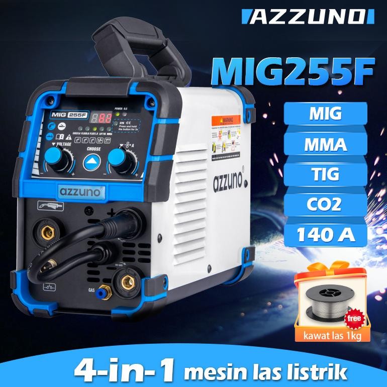 AZZUNO Mesin Las CO2 Tanpa Gas 4 In 1 Welding Machine Inverter Las Argon Mesin Las Listrik MIG TIG A