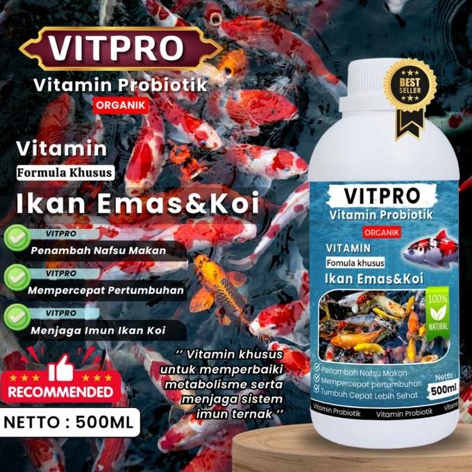 

Terlaris [Vitpro] Vitamin Probiotik Booster Pelet Pakan Ikan Koi Blitar Louhan Arwana Mas Koki Cupang Guppy, Mempercepat Pertumbumbuhan Dan Menjaga Kesehatan Ikan 500Ml