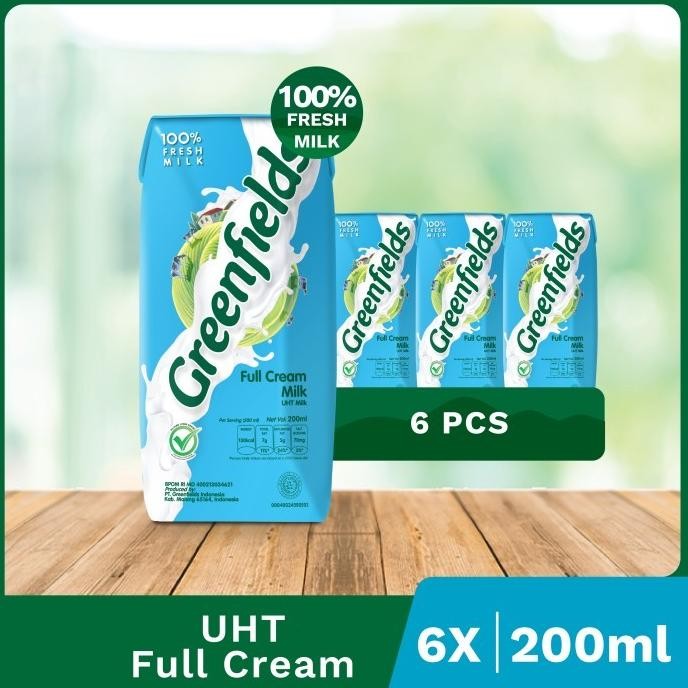 

[Bundling 6 Pcs] Susu Greenfields UHT Full Cream 200ml nUg
