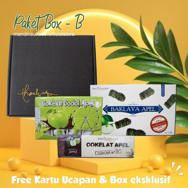 

One Mandiri Sukses - Paket Box [ B] - Isi : Baklava, Cokelat Apel, Dodol Apel nUg
