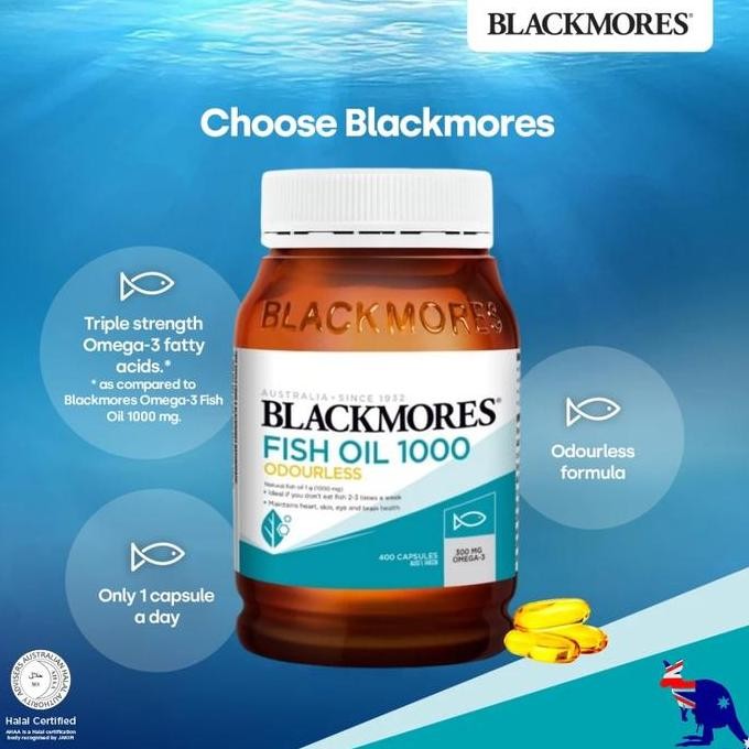 

Terlaris Blackmores Omega 3 Fish Oil 1000Mg 400 Kapsul/Omega Mini Double Concentrate 400S Minyak Ikan Suplemen Vitamin