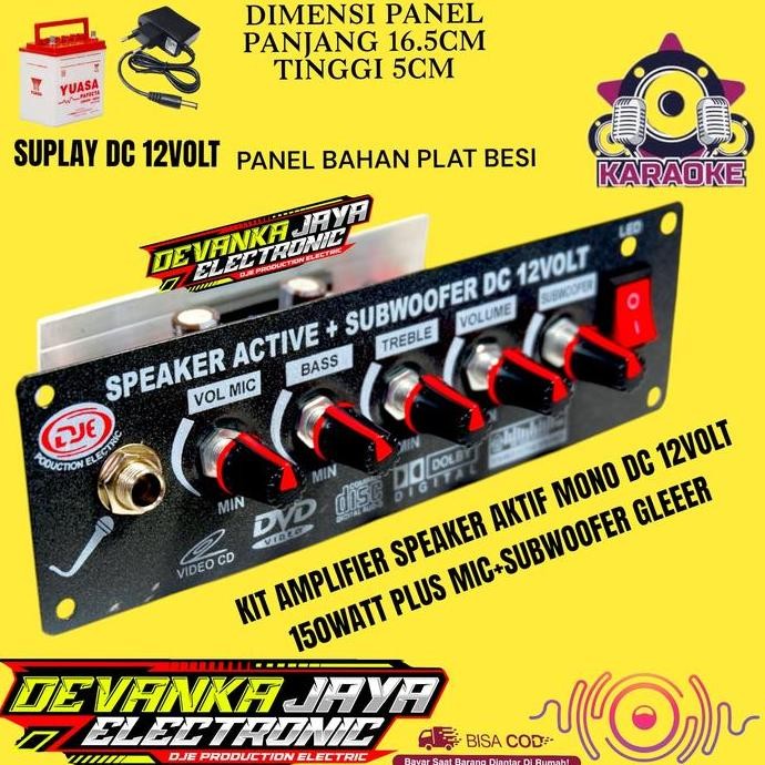 Kit Power Amplifier Mono 150Watt Dc 12Volt Subwoofer Plus Mic Karaoke New Stok