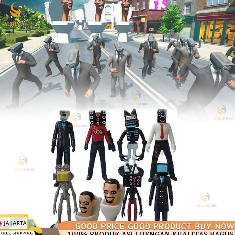 ''Terlaris" 6/9Pcs Mainan Skibidi Toilet Siren Head Figure Pajangan Pvc Action Figure Set Mainan Ana