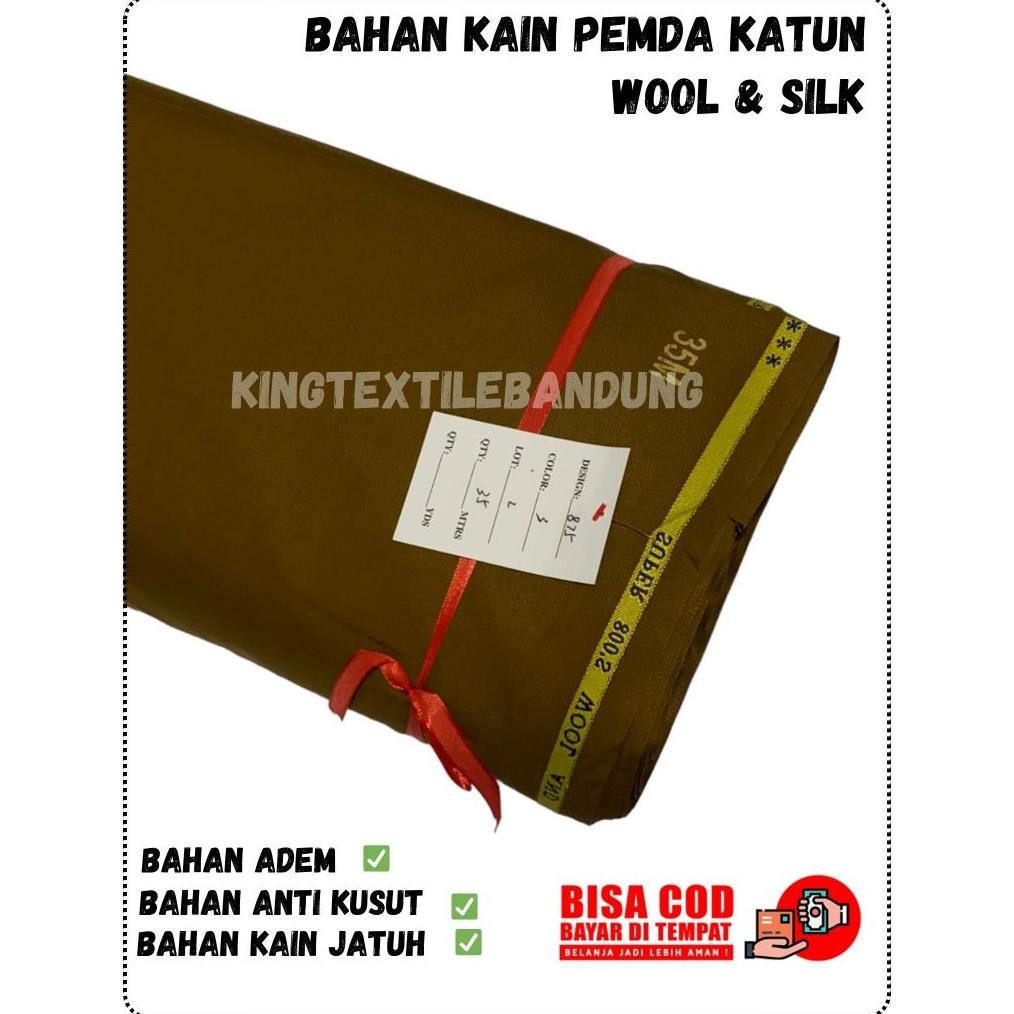 SY KAIN PEMDA Khaki SUPER BAHAN KAIN Wool Silk PNS SERAGAM PEMDA BAHAN Katun Halus ADEM