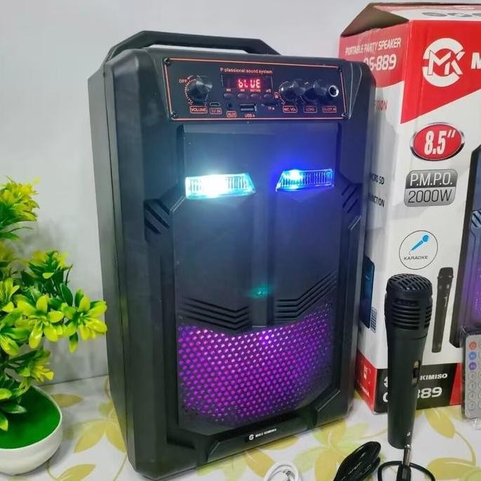 Speaker Bt Brain Power Qs-889 + Mic + Remote Control Wireless New Stok