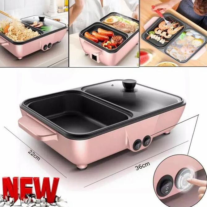 Panggangan Korea 2 In 1 Electric Hotpot Alat Masak Shabu Mini Hotpot