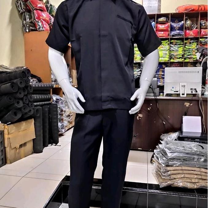 Safari Pas Pam Pres Hitam Pendek | Safari Kancing tertutup Hitam | Safari lengan Pendek Hitam