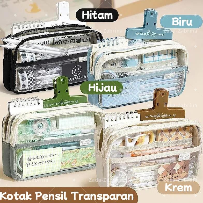 

Wwr-76 Zada Tempat Pensil Transparan Large Kotak Pensil Anak Perempuan Pen Pouch Lucu Aesthetic Pencil Case Stationery Organizer School Stuff Perlengkapan Sekolah