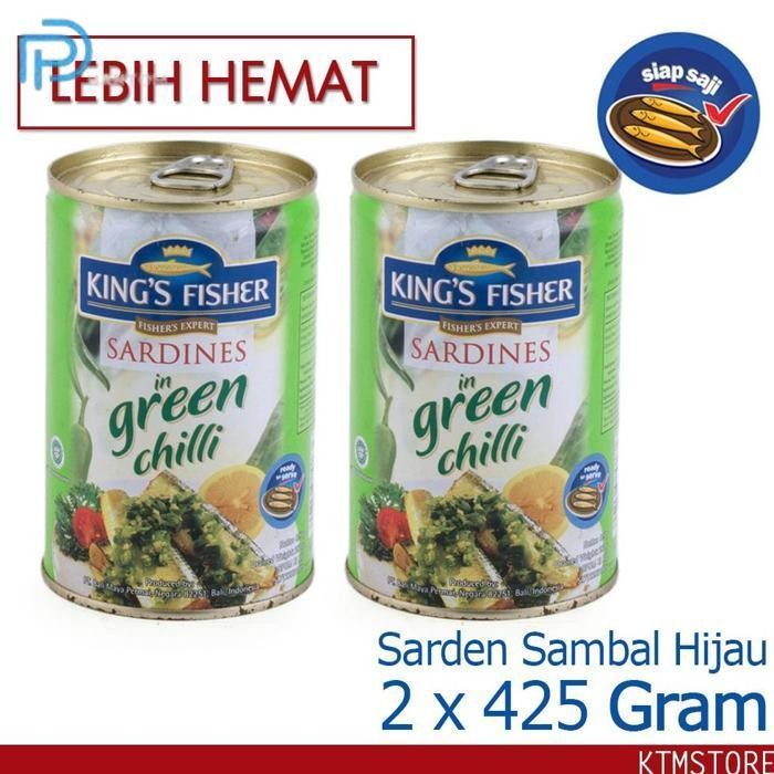 

BARU KTMSTORE PAKET 2 PCS KING'S FISHER SARDEN SAMBAL HIJAU MAKANAN KALENG 425 G