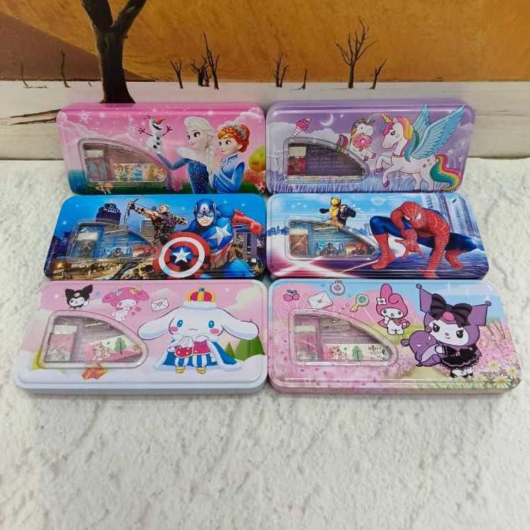 

''Terlaris" Kotak Pensil Bahan Kaleng Besar Ada Isi Pencil Case Murah