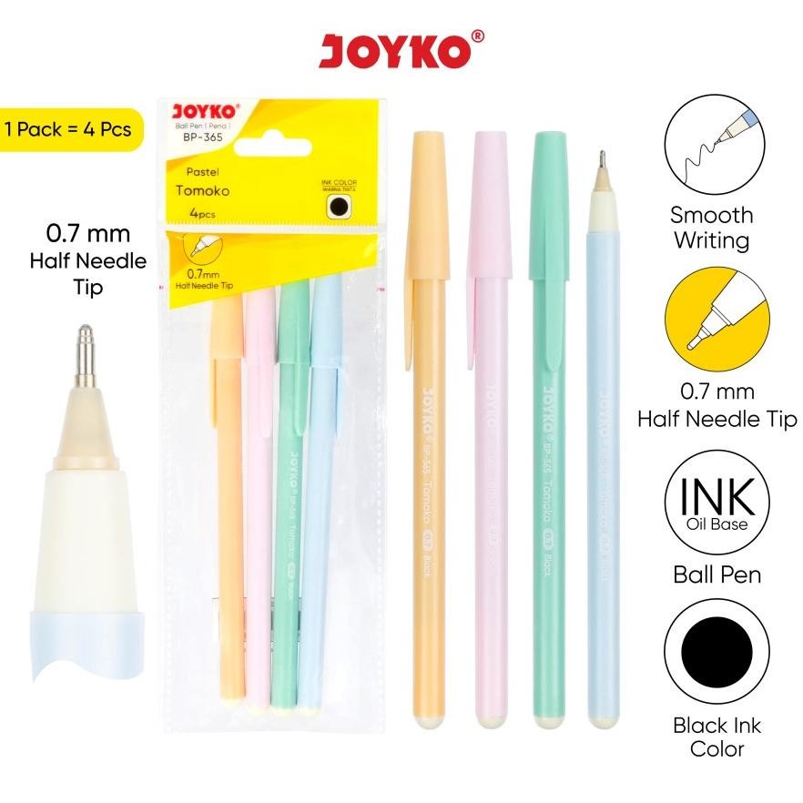 

''Terlaris" Ball Pen Pulpen Pena Joyko Bp-36 Pastel Tomoko 0.7 Mm 1 Pack 4 Pcs Murah