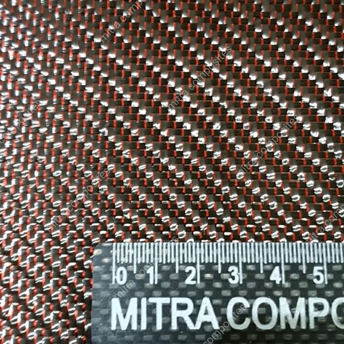 Serat Carbon Karbon Kevlar Fiber Red Merah Metalik 220 Gsm Original Dan Terpercaya
