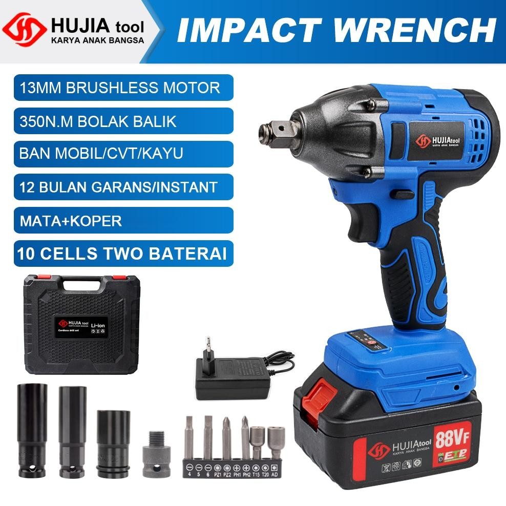 RADEN HUJIA 350N.M Impact wrench brushless murah 1/2Inch impact baterai 88vf impact baterai torsi be