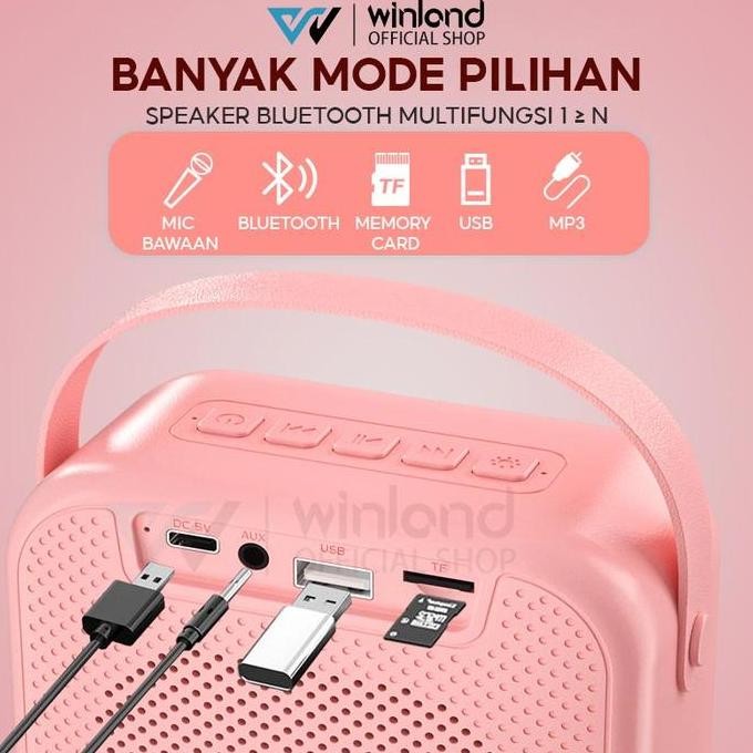Winland (Cod) Speaker Bluetooth 2Mic 1 Set Speaker Karaoke Cute Wireless Speaker Bluetooth Bass New 