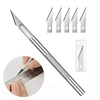 

Zbh Pisau Ukir Seni 5 Isi Cutter Hobby Crafting Art Knife Metal Handle Blade Pisau Bonsai Sayat Ukir Pen Cutter Set Mata Dan Gagang Art Knife