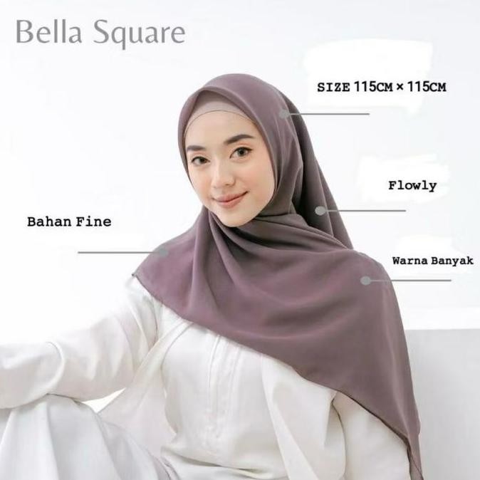 Shanum Hijab Bella Square - Jilbab Kerudung Segiempat  Premium Polycotton Original Non Cod