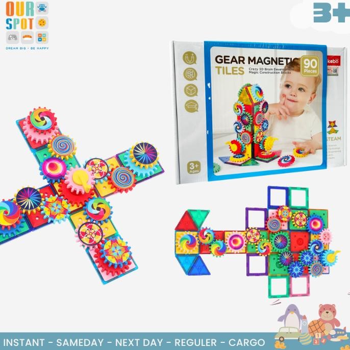 Magnetic tiles GEAR - KEBO - mainan edukasi