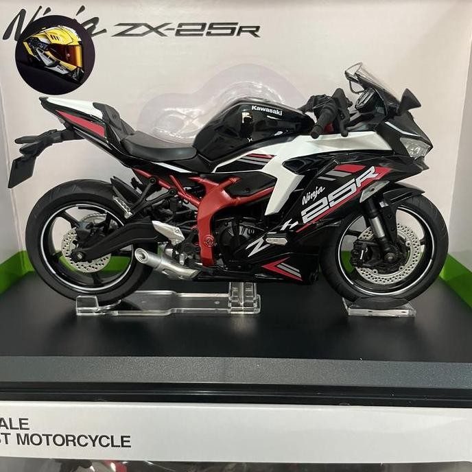 Miniatur diecast aoshima kawasaki zx25r skala 1:12