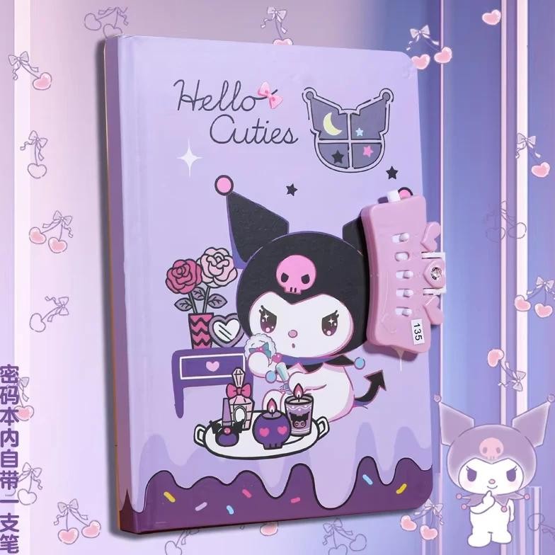 

Sanrio Cartoon Password Book Kuromi Melody Girl Notebook Password Lock Diary Handbook Cartoon Cute Color Pen Student Office Gift