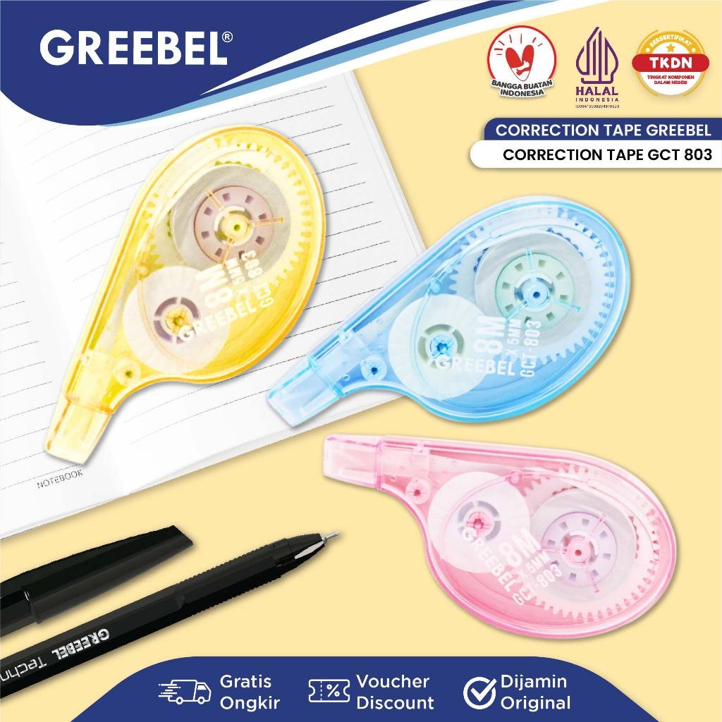 

GREEBEL Correction Tape GCT-803 Pastel Lucu / Tip Ex Kertas Roll Pita Koreksi Pulpen
