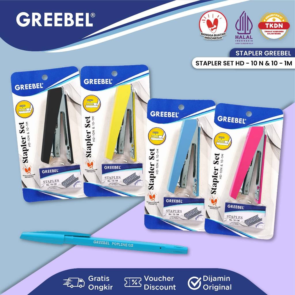 

GREEBEL Stapler Stepler Jepretan (STAPLER SET HD-10N & 10-1M) / Staples Anak Lucu