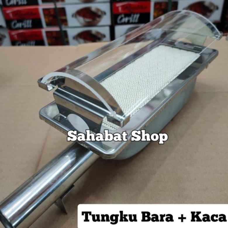 TUNGKU BARA + KACA 1SET KOMPOR PANGGANGAN SOSIS / PANGGANG ROASTER