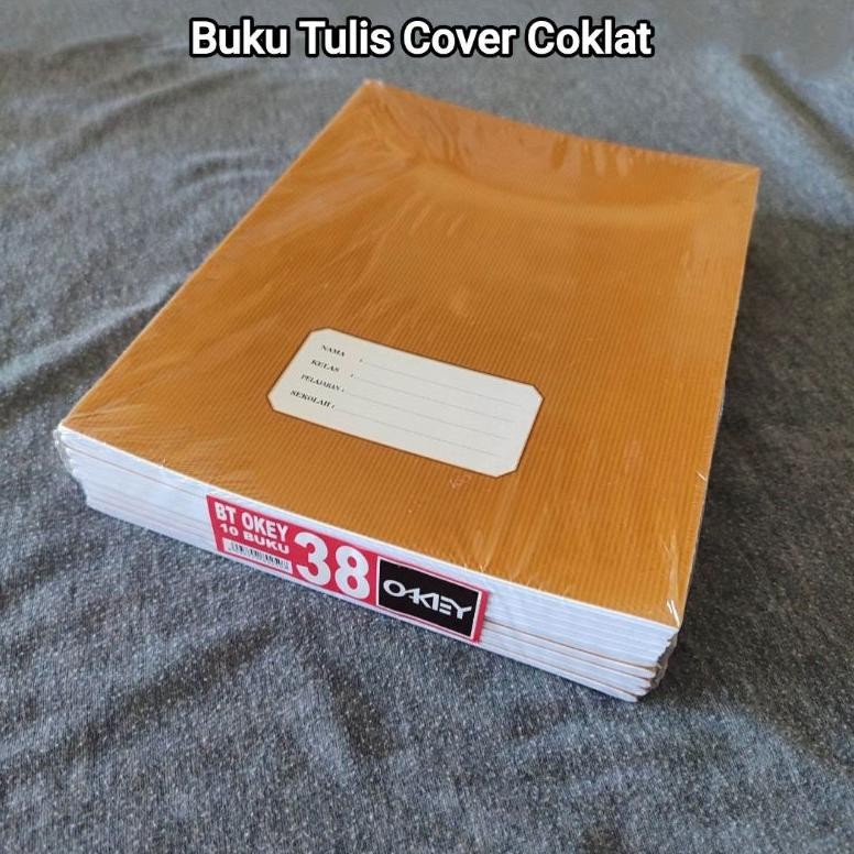 

READY STOCK 1 Pak Buku Tulis 38 Lembar COVER COKLAT Isi 10 Buku