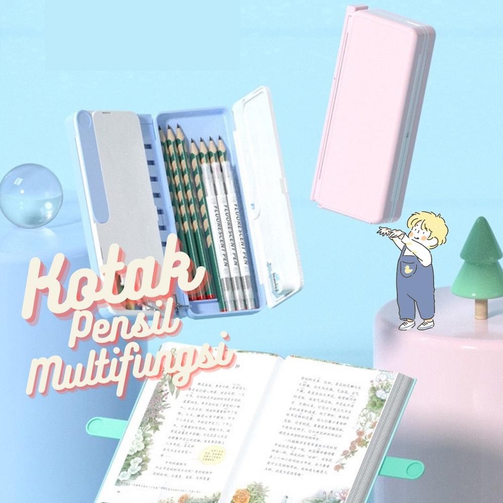 

READY STOK Kotak Pensil Lipat / Tempat Pensil Multifungsi Dengan Papan Tulis Dan Tatakan Buku / Smart Pencil Case Siap kirim