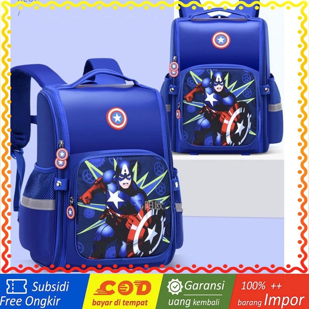 WWH16 Tas Anak Sekolah SD Ransel Spiderman Captain Backpack Murah MKT