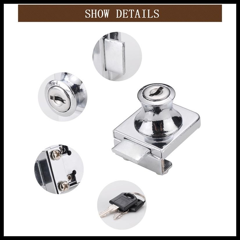 KUNCI KACA/KUNCI LEMARI RAK PAJANG KACA/KUNCI KACA JEPIT DOUBLE PINTU LEMARI/KUNCI LEMARI PINTU KACA