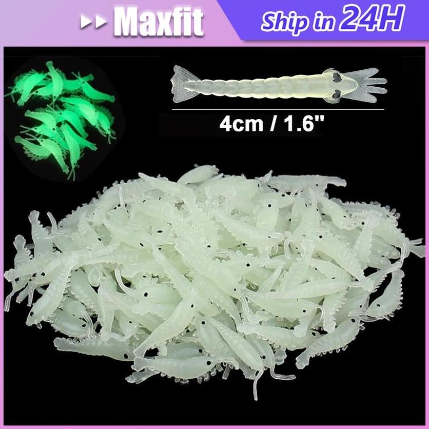 100PCS UMPAN PANCING UDANG TIRUAN KECIL BERCAHAYA SOFT LURE UDANG PALSU MANCING 4CM